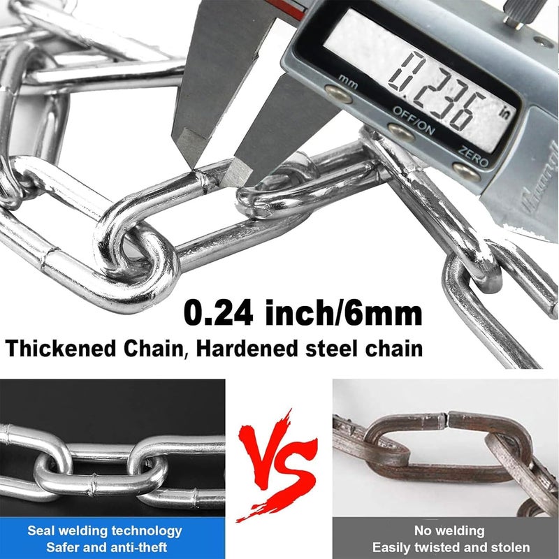 Weogine Heavy Duty Anti-Theft Bike Chain Lock, 2.72 Ft Security Lock with 3 Keys, Waterproof for Scooter, Motorcycle, Door, Gate, Fence - Image 2
